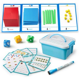 stochastic box Base Ten Blocks Plastic 147 pcs Place Value Blocks with 3 dice Base 10Blocks for Math Manipulatives Kindergarten Early Counting MathToy for 1st Grade Homeschool