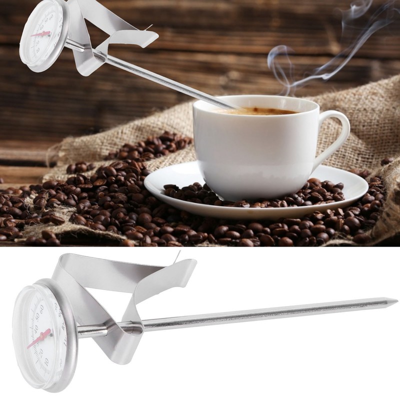 Coffee Thermometer Milk Frothing Dial Pointer Temperature Meter with Hook