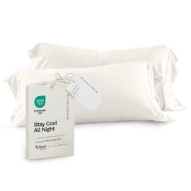 Olive + Crate Tencel Eucalyptus Pillowcases - 100% Tencel Lyocell Cooling Pillow Cases for Hot Sleepers - Hypoallergenic, Moisture-Wicking, Silk Alternative, Vegan - Queen Size Set of 2 [Ivory]