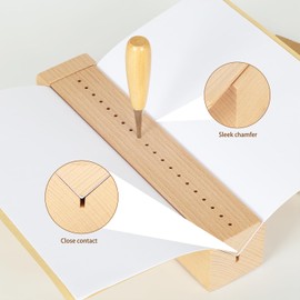 Beech Wood Book Binding Cradle with an Awl,Book Binding Kits Used for Bookbinding Hole Punching,Sturdy and Durable, Easy to Store, Bookbinding Supplies Punch Tools