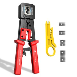 AMPCOM RJ45 Pass-Thru Crimping Tool Network Crimper for Continuity and Normal RJ45 RJ12 RJ11 Connector CAT6/5e/5/3 (8P8C/6P6C/6P4C))