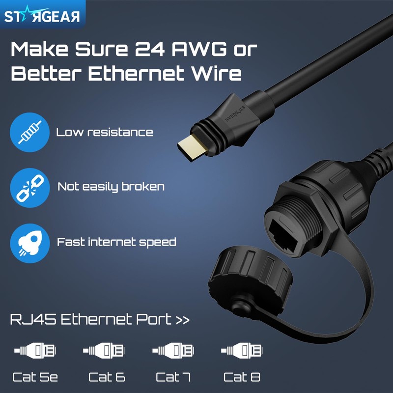 STARGEAR 2 Pack Starlink Ethernet Adapter Cable Enterprise Extension to