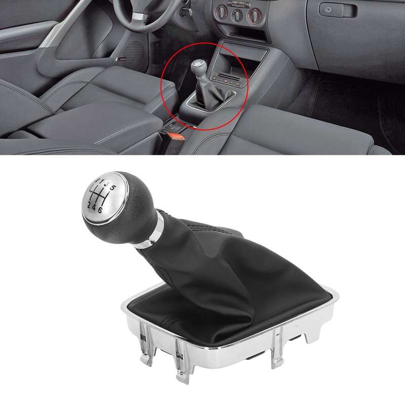 6 Speed Gear Shift Knob With PU Leather Boot Automotive