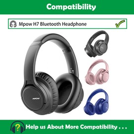 ACCOUTA Atmungsaktive Ersatz Ohrpolster Kissen Kompatibel mit Mpow H7 Bluetooth Kopfhörer Ohrpolster mit atmungsaktivem weicher Protein Leder und Memory-Schaum