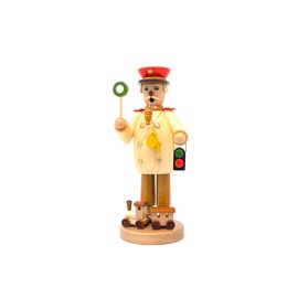 Drechslerei Friedbert Uhlig, incense smoker no. 049/N, railway man, nature, 25 cm high, turned from regional wood, real handmade from the Ore Mountains, Christmas, real wood