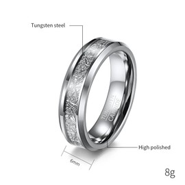 HIJONES Men's Women's 4 mm 6 mm 8 mm Tungsten Wedding Ring with Imitation Meteorite Bevelled Edge, Metal, No gemstone