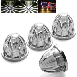 BJZ 4Pcs White Watermelon LED Strobe+Constant Marker Lights Dual Function Watermelon-Shaped Side Marker Clearance Tail Top Cap Roof Lights for Trailer Truck Semi-Trailer Heavy-Duty Truck Bus Van