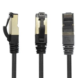 1,5m - Black Cotton CAT 6a Patchkabel Schwarz - 5 Stück Netzwerkkabel Stoff Baumwollmantel Cat Cat 6 a Kabel Rj 45 LAN Ethernet Patchkabel 500Mhz 10 Gb s - 5 x 1,5 Meter