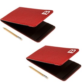 FB FUZZYBUNKERS Quality Leather Golf Scorecard Holder - Yardage Book Cover - Golf Yardage Book - Golf Scorecard Book -Free Pencil and Stat Tracker Sheet (Red - Pack of 2)
