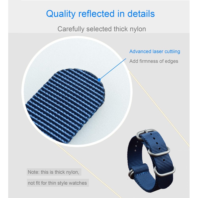 19mm 青 弾道ナイロン 腕時計ベルト ワンピース 簡単交換バンド