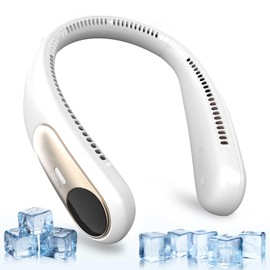 Portable Neck Fan,Personal Wearable Bladeless Fan,LED Display,4-Speeds,6000mAh USB Rechargeable,360° Strong Cooling Wind,Hands Free,Long Lasting,Birthday Gifts for Men Women Dad Mom (White)