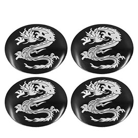 sourcing map Set of 4 Car Wheel Sticker Hub Caps Hub Caps Middle Cap Dragon Pattern 56 mm