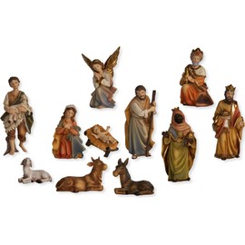 FADEDA 11 x Markus Nativity Figures, Height: 9 cm, Hand-Painted, Detailed Nativity Scene Figures, Christmas Table Decoration, Nativity Accessories