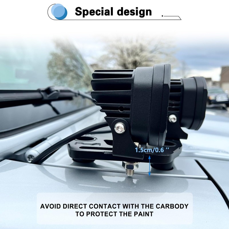 KMFCDAE Cowl Mount Dual Light Bracket for Jeep JL Pillar