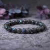 Unbranded Natural Cat Eye Black Labradorite Blue Sheen Beaded Crystal