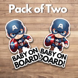 Baby on Board Stickers | Kids in Car Pack of 2 stickers (Baby Captain)