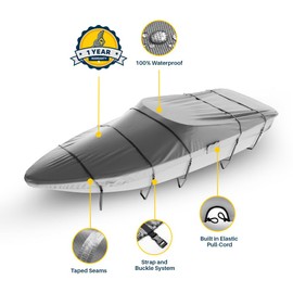 Seal Skin Covers Universal Boat Cover, Waterproof Marine-Grade Cover for 14'-16'L x 90" W (Beam), Heavy-Duty & UV-Resistant, Ideal for Bass Boats, V-Hull, Fishing & Runboat