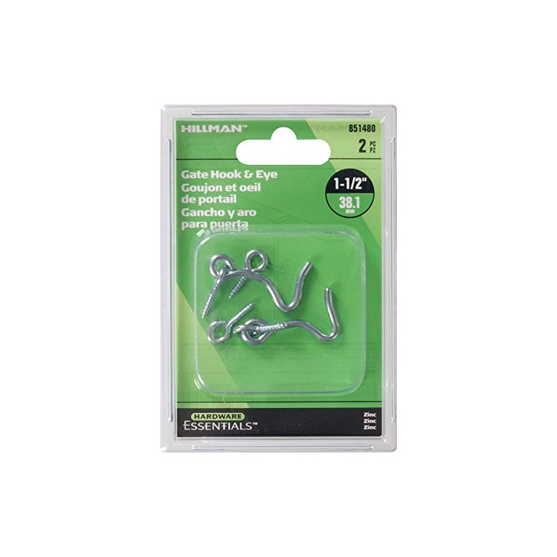 Hillman Hardware Essentials Hook and Eye Latch Zinc 1-1/2 Inch"-