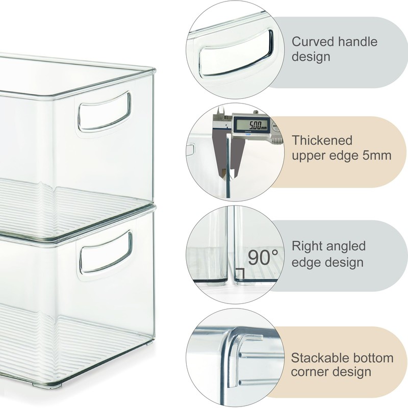 Heyuzb 8 PACK Freezer Organizer Bins Clear Stackable Storage Bins