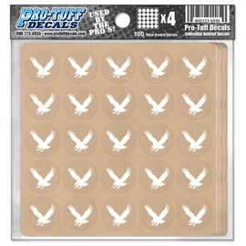 Flying Eagle Award Decals for Football Helmets, Baseball, Softball, Hockey Lacrosse Thick mil Vinyl 1-1/8" Diameter (100 Decals) (White on Clear)