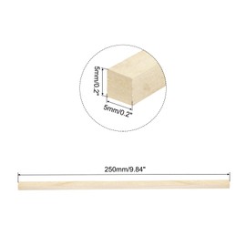 Sourcing Map Square Wooden Dowel Rod, 10"x0.2"x0.2" Unfinished Hardwood Stick Craft Twigs Log for DIY Crafts, Pack of 10