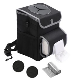 upra Car Trash Can with Lid,Bag Hanging Storage Pockets,Adjustable Tissue Holder & Straps,Portable Waterproof Garbage Bin, 1.98 Gal Large Capacity Multipurpose Bin