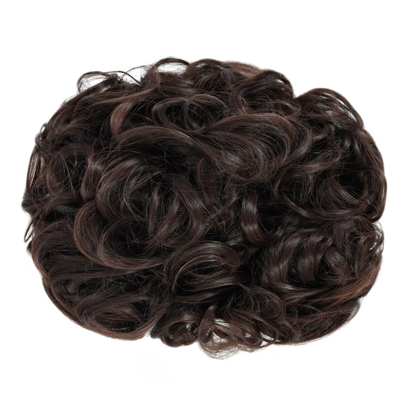 Yamel Chignon Hairpiece Curly Bun Scrunchie Extensions Medium Brown Synthetic