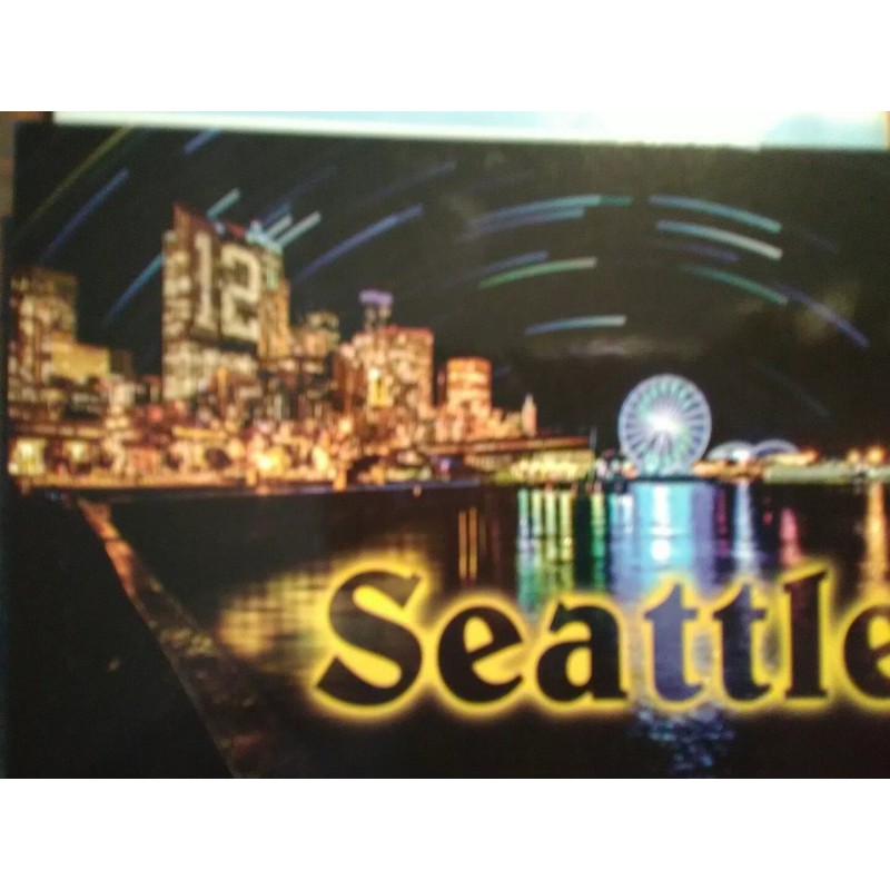STATE OF WASHINGTON BEAUTIFUL CHROME POST CARD SEATTLE SKYLINE @