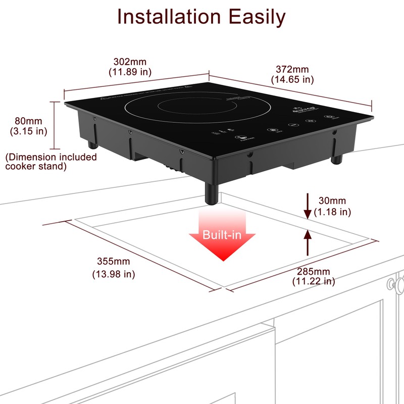 Duxtop Built-in Induction Cooktop, Portable Countertop Burner, Sensor Touch Induction