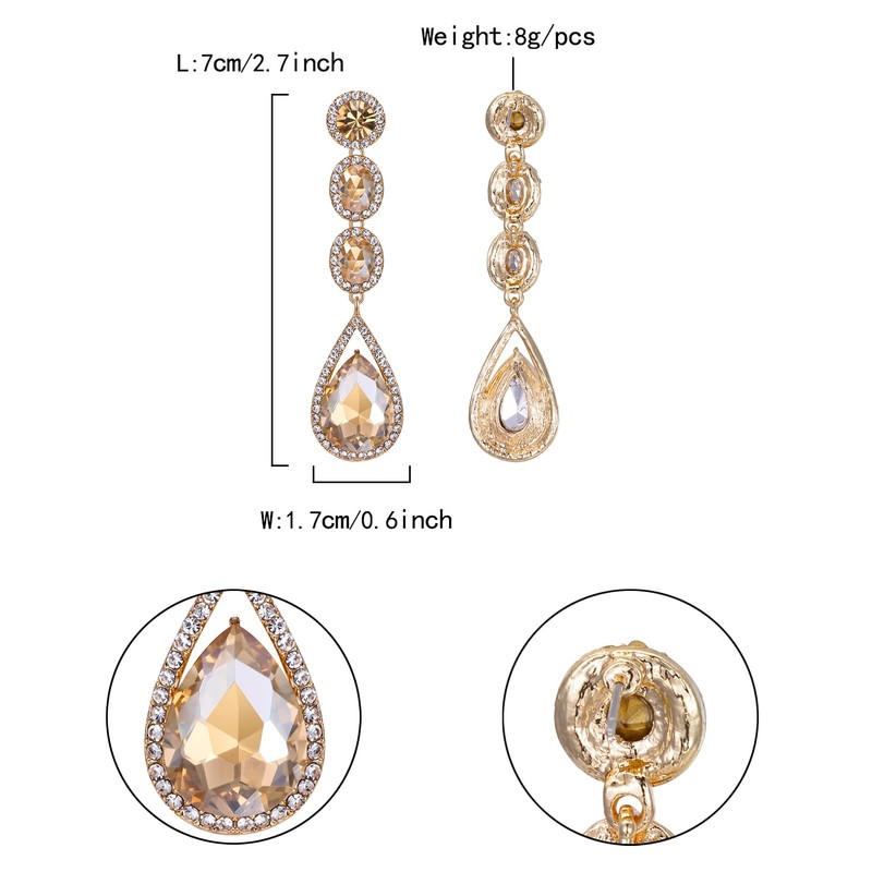 Flyonce Bridal Rhinestone Teardrop Dangle Earrings, Wedding Crystal Drop Earrings