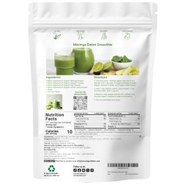 Organic Moringa Oleifera Leaf Powder, 1 Pound | Rich in Antioxidants & Immune Vitamins | Pure Leaves Without Stems | Great Superfoods for Tea or Drink | India Grown, Vegan