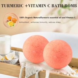 Bath Bombs Salt Balls,Turmeric Lemon Vitamin C Lemon Extract Essential Oils,Moisturizing Dry Skin,Fizzy Spa,Relaxation,Bubble Bath Bomb Gifts for Men Women