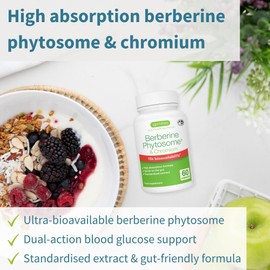 Igennus Advanced Berberine Phytosome 550mg & Chromium Picolinate, Super Bioavailable, Standardised Extract & Clean Label, Blood Glucose Control Supplement, Vegan, 60 Capsules