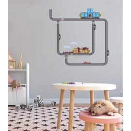 The City - DIY Build A City Police Station Vinyl Decal Adhesive Kids Bedroom Wall Decal Sheet - Stick and Peel and Removable Police Station Home Bedroom Repositionable Wall Sticker 23" x 23"