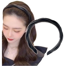 Herbeluemily Headband with Faux Leather, Cross, Twist, Braided Style, Rope Style, Black