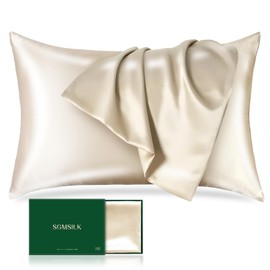 SGMSILK Silk Pillow Cover, 22 Momme, 100% Natural, Grade 6A, 16.9 x 24.8 inches (43 x 63 cm), Zippered, OEKO-TEX Certified, Single-Sided Silk Pillow Case, Sleeping Habits, Antibacterial, Odor