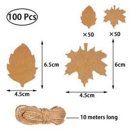 YILUXIANGYANG 100 Pcs Leaf Gift Tags with Twine Maple Leaf Tags Kraft Hang Labels Price Tag Tags for Holiday Wedding Parties Arts