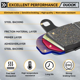 DUOOK Front & Rear Brake Pads for Harley Electra Glide Road King Dyna Sportster XL1200 XL883 Heritage Softail Fat Boy Night Train Vrod