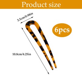 BDHYYM Pack of 6 Shaped Hair Pins, French Hair Pins, French Style Hairpin, French Twist Hair Pin, Hair Fork, French Hair Clip Hairpin U Shaped, for Women Hair Styling Accessories