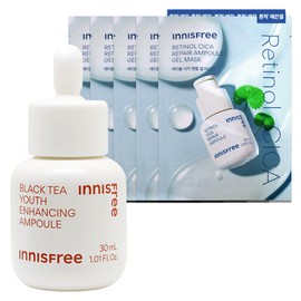 Innisfree Black Tea Youth Enhancing Ampoule 30mL+Retinol Cica Trace Ampoule Gel Mask (23mL) 5 sheets / 이니스프리 블랙티 유스 인핸싱 앰플 30mL+레티놀 시카 흔적 앰플 겔 마스크 (23mL) 5매