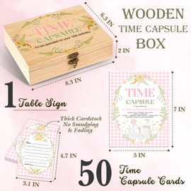 Silly Goose Baby Shower Time Capsule Set, 50 Pcs Silly Goose Double Sided Cards and Pink Flower 1 Time Capsule Sign, Baby Memorial Time Capsule Box, Baby Shower Blessing Memory Box for First Birthday