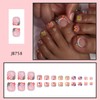 Flower French Tip Press on Toenails Short Square Fake Toe