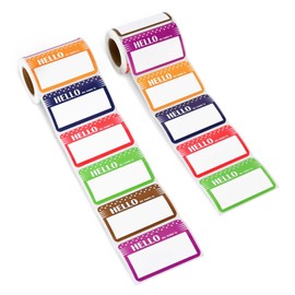L LIKED Coloured Name Stickers - 600Pcs Hello My Mame is Stickers 89mm x 57mm 6 Colors Name Labels Name Tag Stickers for School, Party, Home, Office, Event(2 Rolls)