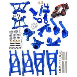 Rcarmumb RC Upgrades Part for 1/10 Slash 4x4 (VXL)/Stampede 4x4 (VXL),Alloy Front Rear Suspension Arm,Caster Block,Steering Blocks,Rear Stub Axle Carriers,Shock Tower Set Hops up,Navy Blue