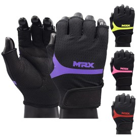 MRX Weight Lifting Gloves for Women Breathable Workout Anti Slip Padded Shock-Absorbing Extra Grip Palm Protection Half Finger Exercise Glove for Gym,Cycling,Weightlifting| Purple Large