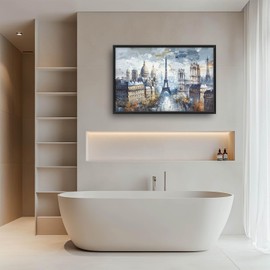 Eiffel Tower Large Wall Art Paris Cityscape Pictures Wall Decor French Landscape Canvas Landmark Print Painting Modern Artwork Home Decoration for Living Room Bathroom Bedroom Office Framed 36"x24"