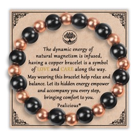 PEALICIOUS Copper Bracelet for Men Magnetic Bracelets as Christmas Gifts, Dainty Copper Jewelry with 3800 Gauss Magnets, Weighted Bracelet for Men Beaded Bracelets Pulsera De Cobre Para Hombres