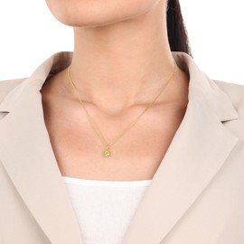 Amor Women's 925 Sterling Silver Birthstone Pendant with Gemstone, 1.3 cm, Gold Plated, Gift for Wife and Girlfriend, Comes in Jewellery Box, Sterling Silver, Cubic Zirconia