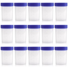 Qerutk 50pcs 40ml Specimen Pots Urine Sample Bottles, Scientific Specimen Containers with Screw-on Lids Medical Specimen Collection Containers for Test