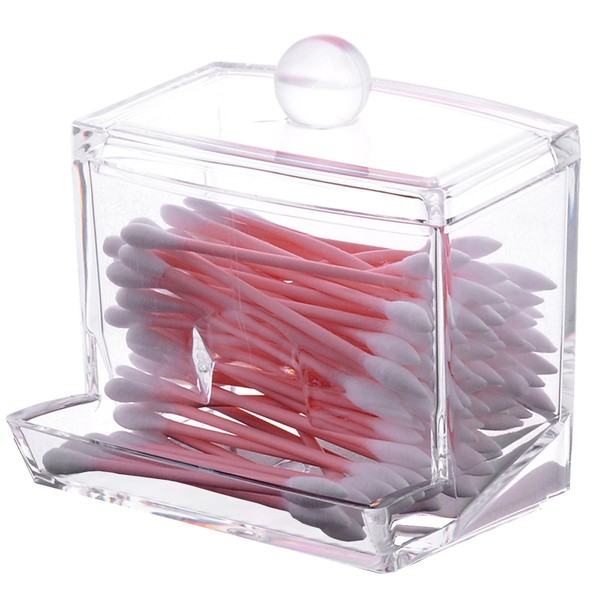 Sooyee Qtip Holder Restroom Organizer,Acrylic Q Tip Storage Organizer,Cotton Swab